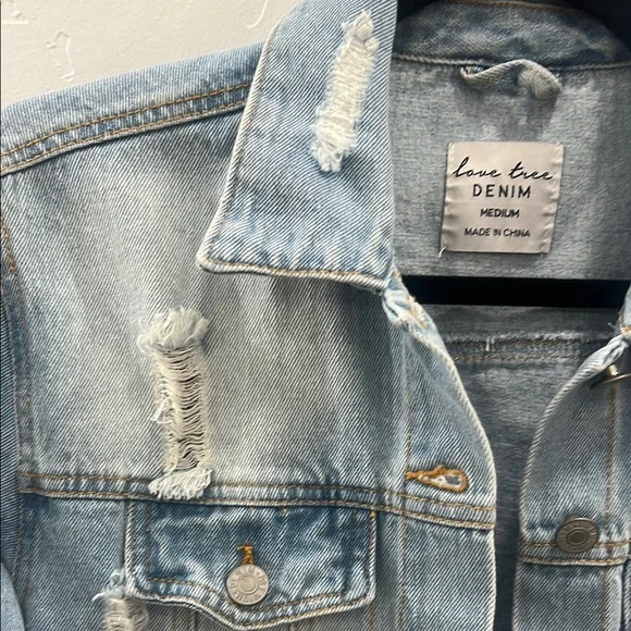 Light Blue Distressed Denim Jacket - Picture 2 of 4